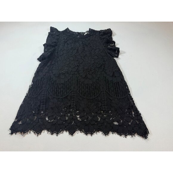 Sweet Lovely By Jen Tops - Sweet Lovely By Jen Womens Black Lace Sleeveless Mini Dress L (bin JJ166)